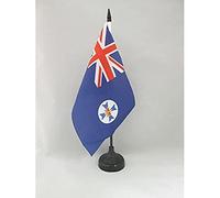 AZ FLAG - Drapeau De Table Queensland 21x14 cm - Petit Drapeau Du Queensland De Bureau 100% Polyester Avec Hampe De 25cm Et Socle En Plastique Noir