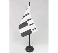 AZ FLAG - Drapeau De Table Rennes - 15x10 cm - Mini Drapeau Rennais De Bureau 100% Polyester Avec Hampe De 25cm Et Socle En Plastique Noir