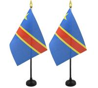 AZ FLAG Drapeau de Table République Démocratique du Congo 15x10 cm (Lot de 2)