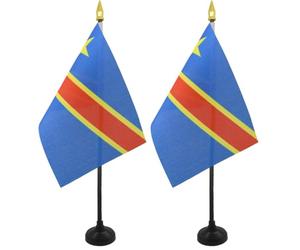 AZ FLAG Drapeau de Table République Démocratique du Congo 15x10 cm (Lot de 2)