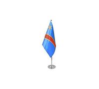 Drapeau de table prestige République Démocratique du Congo 22x15cm en SATIN - GRAND Drapeaux DE BUREAU congolais 15 x 22 cm - AZ FLAG
