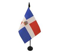 AZ FLAG - Drapeau De Table République Dominicaine - 15x10 cm - Mini Drapeau Dominicain De Bureau 100% Polyester Avec Hampe De 25cm Et Socle En Plastique Noir