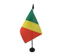 AZ FLAG - Drapeau De Table République du Congo - 15x10 cm - Mini Drapeau Congolais De Bureau 100% Polyester Avec Hampe De 25cm Et Socle En Plastique Noir