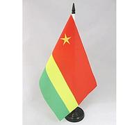 AZ FLAG - Drapeau De Table Réunion indépendantiste 21x14 cm - Petit Drapeau Nationaliste Réunionais De Bureau 100% Polyester Avec Hampe De 25cm Et Socle En Plastique Noir
