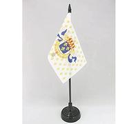 AZ FLAG - Drapeau De Table Roi de France Fleur de Lys - 15x10 cm - Mini Drapeau Royaliste Français De Bureau 100% Polyester Avec Hampe De 25cm Et Socle En Plastique Noir