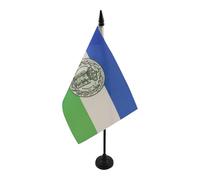 AZ FLAG - Drapeau De Table Royaume d'Araucanie et de Patagonie avec armes 21x14 cm - Petit Drapeau Du Royaume De Nouvelle-France De Bureau 100% Polyester Avec Hampe De 25cm Et Socle En Plastique Noir