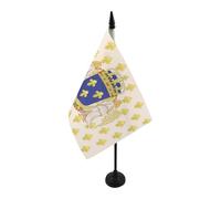 AZ FLAG - Drapeau De Table Royaume de France Anges 21x14 cm - Petit Drapeau Royaliste Français De Bureau 100% Polyester Avec Hampe De 25cm Et Socle En Plastique Noir