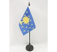 AZ FLAG - Drapeau De Table Royaume de Galice 409-1833 - 15x10 cm - Mini Drapeau Royal Galicien De Bureau 100% Polyester Avec Hampe De 25cm Et Socle En Plastique Noir