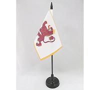 AZ FLAG Drapeau de Table Royaume de León 910-1230 15x10 cm Socle Plastique | Usage intérieur Drapeau de bureau de la monarchie espagnole finition cousue et bords renforcés polyester 100D