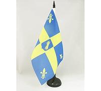 AZ FLAG - Drapeau De Table Royaume de Nova Francia 21x14 cm - Petit Drapeau De Nova Francia De Bureau 100% Polyester Avec Hampe De 25cm Et Socle En Plastique Noir