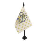 AZ FLAG - Drapeau de Table Royaume France Grandes Armes 21x14cm - Drapeau Bureau Royaliste Fleur de Lys avec Hampe et Socle