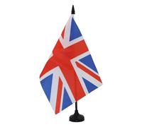 AZ FLAG - Drapeau De Table Royaume-Uni 21x14 cm - Petit Drapeau Anglais De Bureau 100% Polyester Avec Hampe De 25cm Et Socle En Plastique Noir