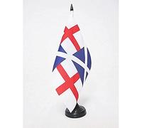 AZ FLAG - Drapeau De Table Royaume-Uni Naval Ensign 1659 21x14 cm - Petit Drapeau De La Navy Britannique De Bureau 100% Polyester Avec Hampe De 25cm Et Socle En Plastique Noir