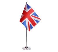AZ FLAG - Drapeau De Table Royaume-Uni Prestige - Drapeau Anglais - Uk - Grande Bretagne De Bureau En Satin Avec Hampe De 30cm Et Socle En Métal - 22x15 cm