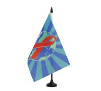 AZ FLAG - Drapeau De Table Ruban rouge Lutte contre le sida 21x14 cm - Petit Drapeau Contre Le Vih De Bureau 100% Polyester Avec Hampe De 25cm Et Socle En Plastique Noir