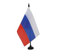 AZ FLAG - Drapeau De Table Russie 21x14 cm - Petit Drapeau Russe De Bureau 100% Polyester Avec Hampe De 25cm Et Socle En Plastique Noir