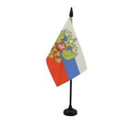AZ FLAG - Drapeau De Table Russie avec aigle - 15x10 cm - Mini Drapeau Russe De Bureau 100% Polyester Avec Hampe De 25cm Et Socle En Plastique Noir