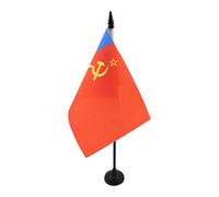 AZ FLAG - Drapeau De Table Russie RSFSR 1954-1991 21x14 cm - Petit Drapeau De La Rsfs Russe De Bureau 100% Polyester Avec Hampe De 25cm Et Socle En Plastique Noir