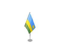 AZ FLAG - Drapeau De Table Rwanda Prestige - Drapeau Rwandais De Bureau En Satin Avec Hampe De 30cm Et Socle En Métal - 22x15 cm