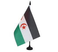AZ FLAG - Drapeau De Table Sahara Occidental 21x14 cm - Petit Drapeau Sahraoui De Bureau 100% Polyester Avec Hampe De 25cm Et Socle En Plastique Noir