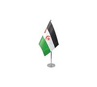 AZ FLAG - Drapeau De Table Sahara Occidental Prestige - Drapeau Sahraoui De Bureau En Satin Avec Hampe De 30cm Et Socle En Métal - 22x15 cm