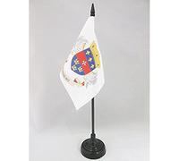AZ FLAG - Drapeau De Table Saint-Barthélemy - 15x10 cm - Mini Drapeau De Saint Barthélémy De Bureau 100% Polyester Avec Hampe De 25cm Et Socle En Plastique Noir