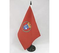 AZ FLAG - Drapeau De Table Saint-Jacques-de-Compostelle 21x14 cm - Petit Drapeau Santiago De Compostela De Bureau 100% Polyester Avec Hampe De 25cm Et Socle En Plastique Noir
