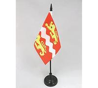 AZ FLAG - Drapeau De Table Seine Maritime - 15x10 cm - Mini Drapeau Du Département Seinomarin De Bureau 100% Polyester Avec Hampe De 25cm Et Socle En Plastique Noir