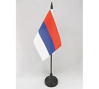 AZ FLAG - Drapeau De Table Serbie civil - 15x10 cm - Mini Drapeau Serbe De Bureau 100% Polyester Avec Hampe De 25cm Et Socle En Plastique Noir