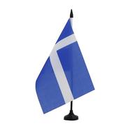 AZ FLAG - Drapeau De Table Shetland 21x14 cm - Petit Drapeau De L'Archipel Des Shetland De Bureau 100% Polyester Avec Hampe De 25cm Et Socle En Plastique Noir