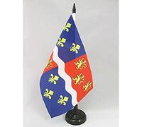 AZ FLAG - Drapeau De Table Somme 21x14 cm - Petit Drapeau Du Département Samarien De Bureau 100% Polyester Avec Hampe De 25cm Et Socle En Plastique Noir