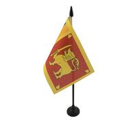 AZ FLAG - Drapeau De Table Sri Lanka - 15x10 cm - Mini Drapeau Sri Lankais De Bureau 100% Polyester Avec Hampe De 25cm Et Socle En Plastique Noir