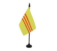 AZ FLAG - Drapeau De Table Sud Vietnam - 15x10 cm - Mini Drapeau Vietnamien De Bureau 100% Polyester Avec Hampe De 25cm Et Socle En Plastique Noir