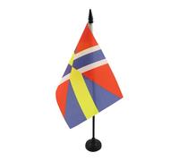 AZ FLAG - Drapeau De Table Suède-Norvège 1814-1905 21x14 cm - Petit Drapeau Suédois Norvégien De Bureau 100% Polyester Avec Hampe De 25cm Et Socle En Plastique Noir