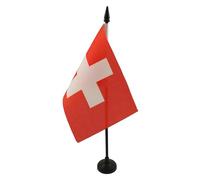 AZ FLAG - Drapeau De Table Suisse - 15x10 cm - Mini Drapeau Helvétique De Bureau 100% Polyester Avec Hampe De 25cm Et Socle En Plastique Noir
