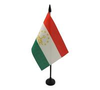 AZ FLAG - Drapeau De Table Tadjikistan - 15x10 cm - Mini Drapeau Tadjik De Bureau 100% Polyester Avec Hampe De 25cm Et Socle En Plastique Noir