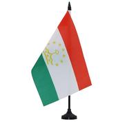 AZ FLAG - Drapeau De Table Tadjikistan 21x14 cm - Petit Drapeau Tadjik De Bureau 100% Polyester Avec Hampe De 25cm Et Socle En Plastique Noir