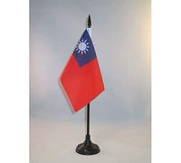 AZ FLAG - Drapeau De Table Taiwan - 15x10 cm - Mini Drapeau Taïwanais De Bureau 100% Polyester Avec Hampe De 25cm Et Socle En Plastique Noir