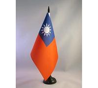 AZ FLAG - Drapeau De Table Taiwan 21x14 cm - Petit Drapeau Taïwanais De Bureau 100% Polyester Avec Hampe De 25cm Et Socle En Plastique Noir