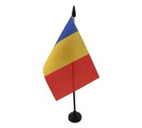 AZ FLAG - Drapeau De Table Tchad - 15x10 cm - Mini Drapeau Tchadien De Bureau 100% Polyester Avec Hampe De 25cm Et Socle En Plastique Noir