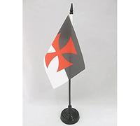 AZ FLAG Drapeau de Table Templiers Baussant 15x10cm - Petit Drapeaux DE Bureau Ordre du Temple Beaucent 10 x 15 cm
