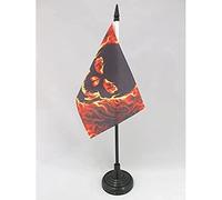AZ FLAG Drapeau de Table Tête de Mort avec feu 15x10 cm Socle Plastique