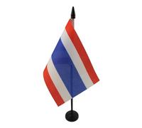 AZ FLAG - Drapeau De Table Thaïlande - 15x10 cm - Mini Drapeau Thaïlandais De Bureau 100% Polyester Avec Hampe De 25cm Et Socle En Plastique Noir