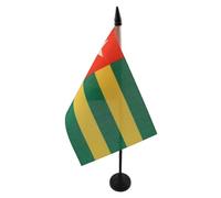 AZ FLAG - Drapeau De Table Togo - 15x10 cm - Mini Drapeau Togolais De Bureau 100% Polyester Avec Hampe De 25cm Et Socle En Plastique Noir