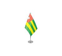 AZ FLAG - Drapeau De Table Togo Prestige - Drapeau Togolais De Bureau En Satin Avec Hampe De 30cm Et Socle En Métal - 22x15 cm