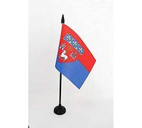 AZ FLAG - Drapeau De Table Toulouse - 15x10 cm - Mini Drapeau Toulousain De Bureau 100% Polyester Avec Hampe De 25cm Et Socle En Plastique Noir