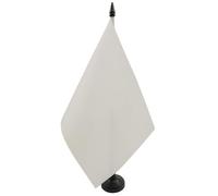 AZ FLAG - Drapeau De Table Unicolore Blanc 21x14 cm - Petit Drapeau De Couleur Blanche De Bureau 100% Polyester Avec Hampe De 25cm Et Socle En Plastique Noir