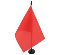 AZ FLAG - Drapeau De Table Unicolore Rouge 21x14 cm - Petit Drapeau De Couleur Rouge De Bureau 100% Polyester Avec Hampe De 25cm Et Socle En Plastique Noir