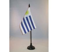 AZ FLAG - Drapeau De Table Uruguay - 15x10 cm - Mini Drapeau Uruguayen De Bureau 100% Polyester Avec Hampe De 25cm Et Socle En Plastique Noir