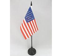 AZ FLAG - Drapeau De Table USA 33 étoiles - 15x10 cm - Mini Drapeau Américain Avec 33 Étoiles De Bureau 100% Polyester Avec Hampe De 25cm Et Socle En Plastique Noir